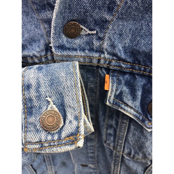 Levi Strauss Woman Large Denim Jacket Orange Tag Blue Trucker 75405 0212 - Picture 4 of 9